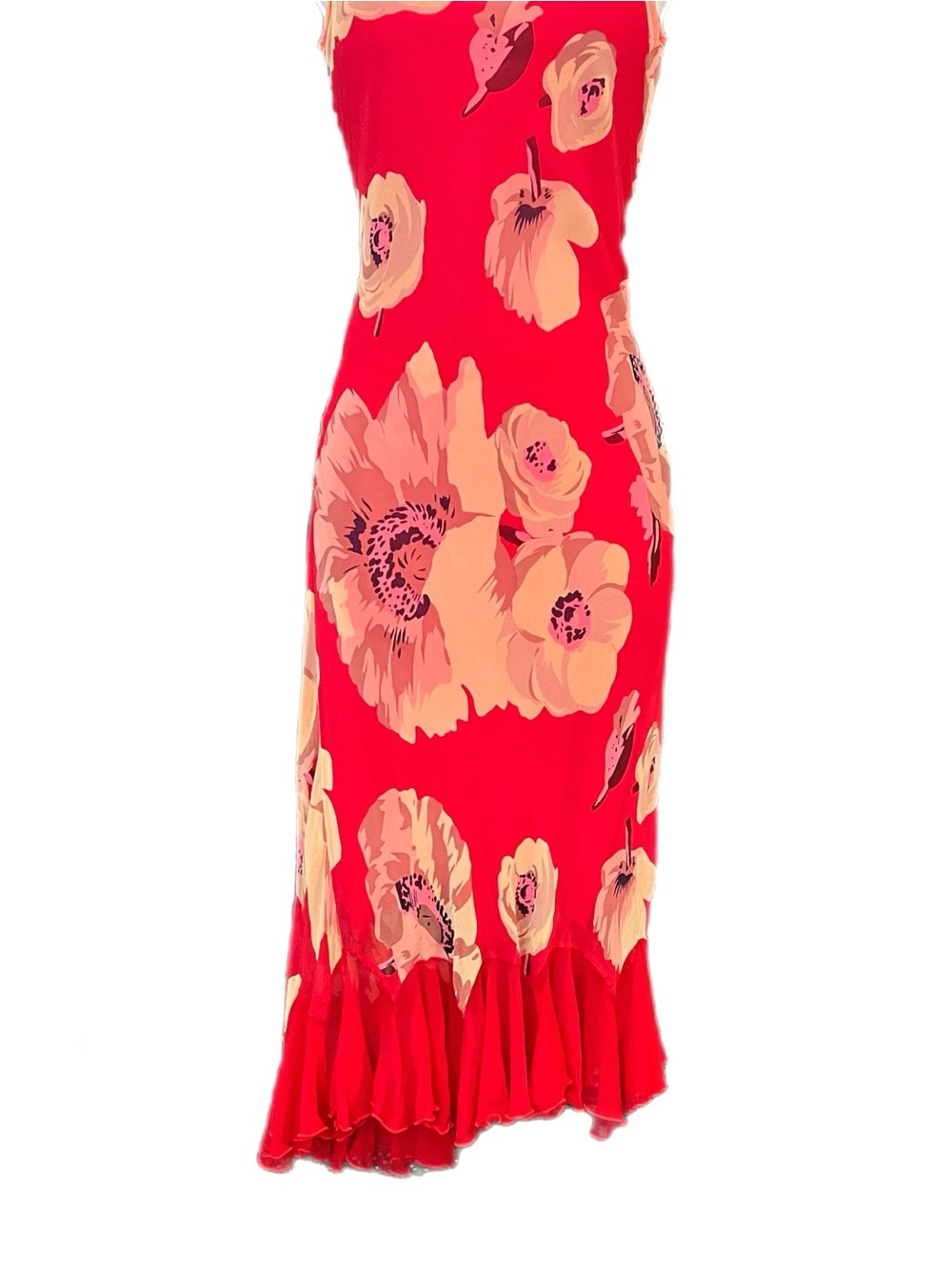 Vintage Betsey Johnson New York Silk Sheer Mesh Floral Slip Dress w/ Flower Pin - Picture 4 of 13